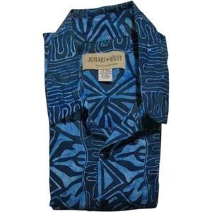 Johari West Hawaiian Shirts Mens 4XL Blue Tropical Short Sleeve Button Up EUC